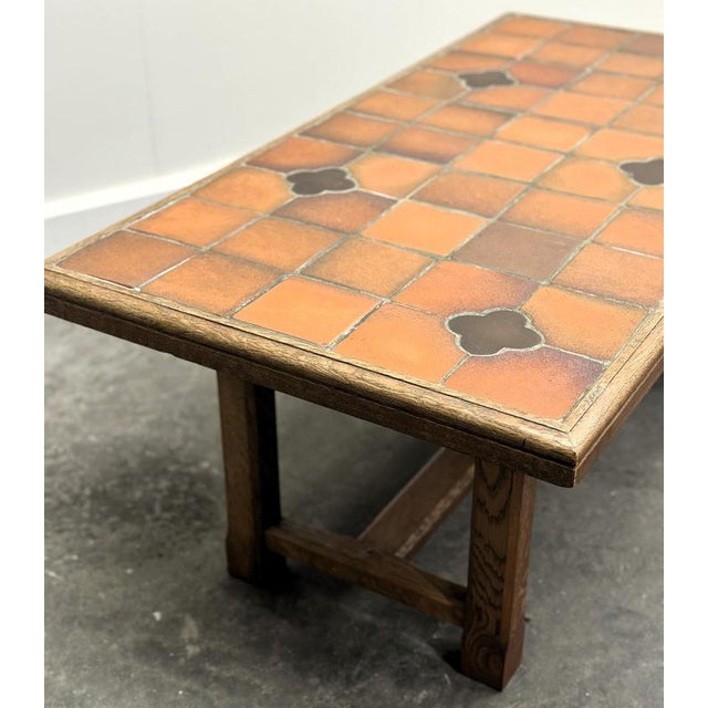 Ceramic Vintage French Terracotta Tomettes Tile Coffee Table, 1960s For Sale - Image 7 of 14