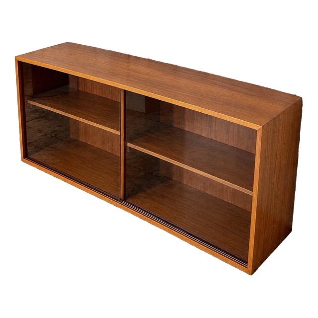 Mid-Century Danish Teak Bookcase with Sliding Glass Doors, 1960s For Sale