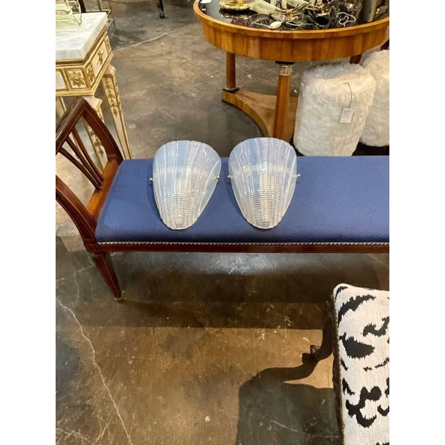Traditional Vintage Murano Glass Opalescent Shell Form Sconces For Sale - Image 3 of 9