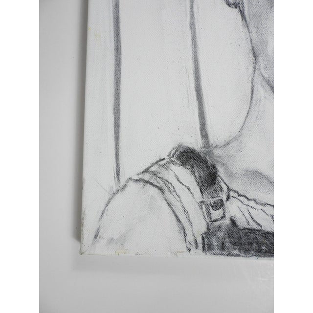 Early 21st Century Contemporary Charcoal on Canvas Portrait Drawing For Sale - Image 5 of 7