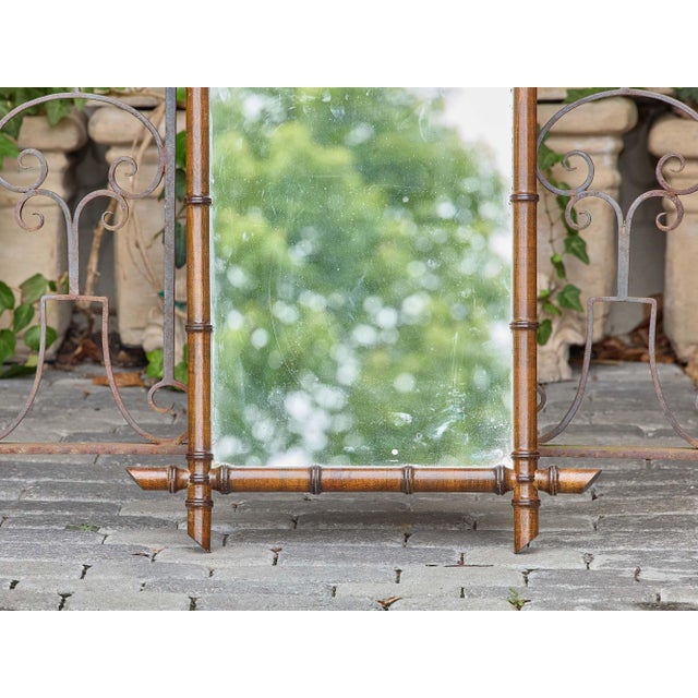 Glass Petite French Antique Faux Bamboo Mirror with Warm Patina, circa 1900 For Sale - Image 7 of 10
