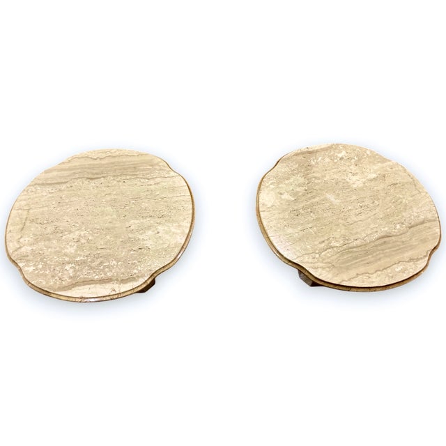 Pair of 1970s Italian Travertine Scalloped Edge Pedestal End Tables For Sale In Richmond - Image 6 of 17