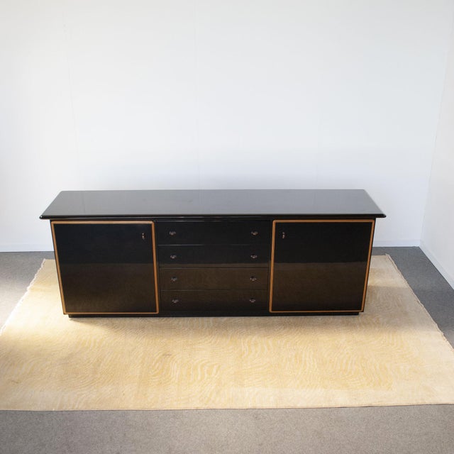 1970s Black Lacquered Sideboard from Pierre Cardin French production, 1970s For Sale - Image 5 of 14