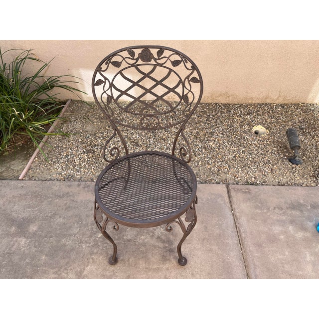 Mid-Century Modern Vintage Woodard Chantilly Rose Wrought Iron Parlor Dining Chair For Sale - Image 3 of 8