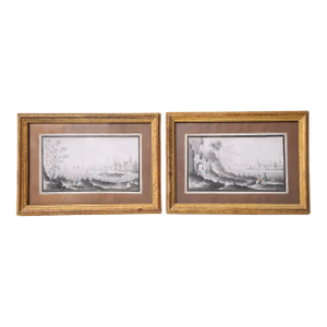 19th Century French Small Coastal Engraving (Set of 2)