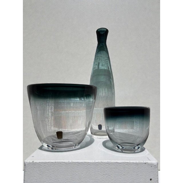Vintage Swedish Tona Series Glass Set by Bengt Orup for Johansfors, 1957, Set of 3 For Sale - Image 9 of 11