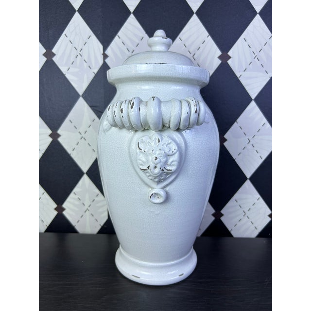 1970s Italian Torcivia E Todaro for Fortunata Crackle Glaze Lidded Urn For Sale - Image 11 of 18