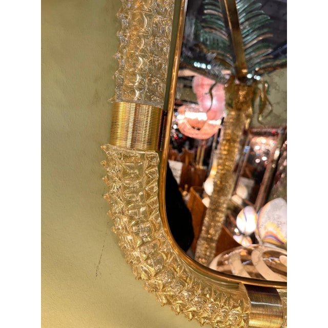 Metal Luxury "Rostrato" Murano Glass Wall Mirror in Barovier Style For Sale - Image 7 of 8