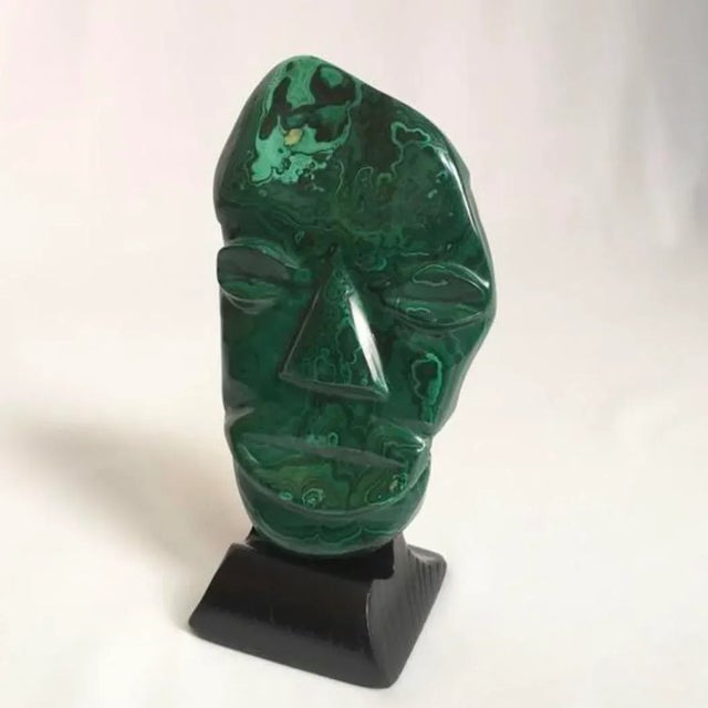 Late 20th Century Malachite Mask Sculpture For Sale In New York - Image 6 of 9