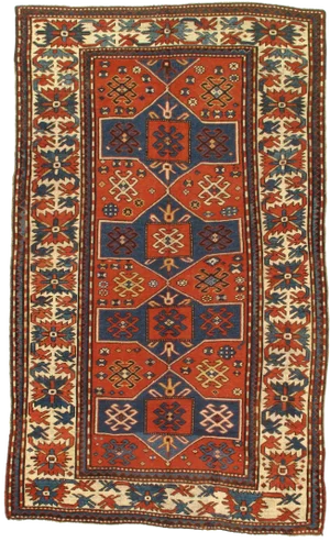 Late 19th Century Antique Russian Kazak Lambswool Rug - 5′1″ × 8′5″