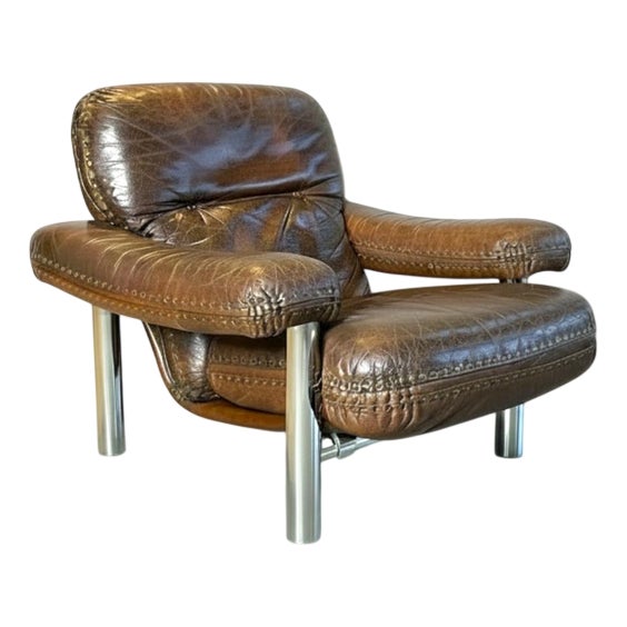 Vintage Leather Armchair, 1970s For Sale