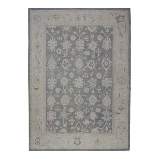 Modern Handmade Gray Wool Turkish Oushak Rug - 9'2" X 12' For Sale