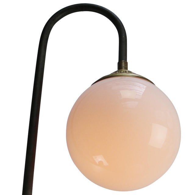 Metal White Opaline, Cast Iron & Brass Wall Light For Sale - Image 7 of 10