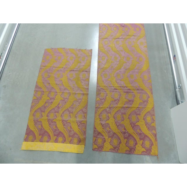 Hollywood Regency Antique Gold & Purple Metallic Threads Woven Textiles Panels - Set of 2 For Sale - Image 3 of 6
