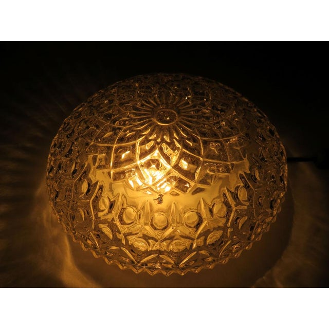 Metal Mid-Century Sculptural Pressed Glass Ceiling Lamp, 1970s For Sale - Image 7 of 13