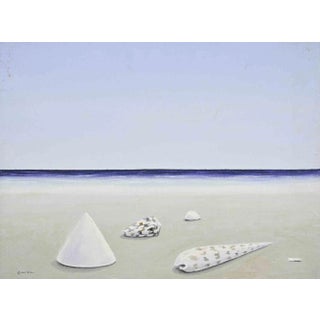 Gino Guida, On the Shoreline, Oil Painting, 1980s For Sale