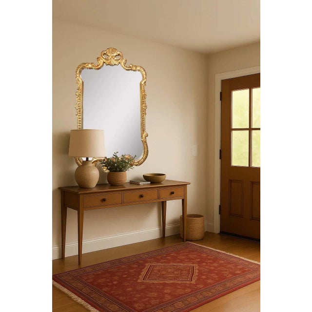 Baroque French Baroque Style Gold Leaf Gilt Wood Mirror, 1950s For Sale - Image 3 of 9