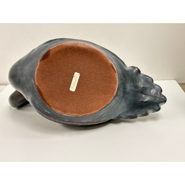 Vintage 1960s Black Ceramic Crane Bird Sculpture - Attributed to Enzo Alberton For Sale - Image 9 of 12