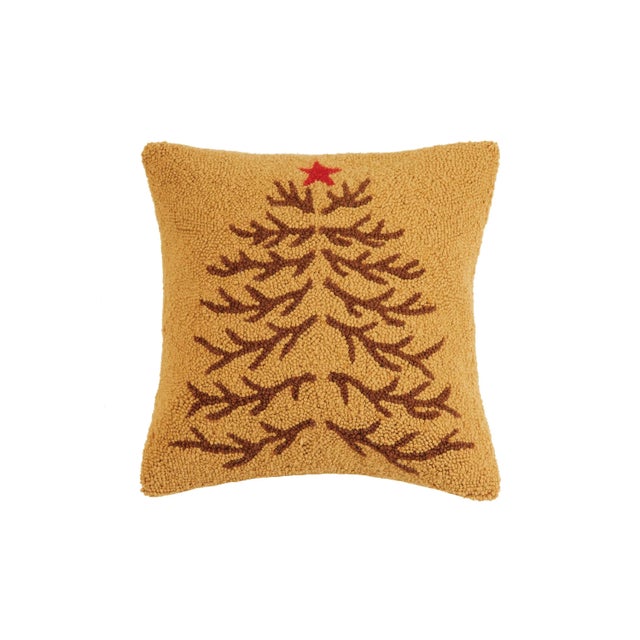 Traditional Reindeer Antler Tree Hook Pillow 16" x 16" For Sale - Image 3 of 3