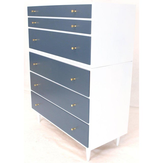 White And Blue High Chest On Chest Two Pieces Mccobb Dresser