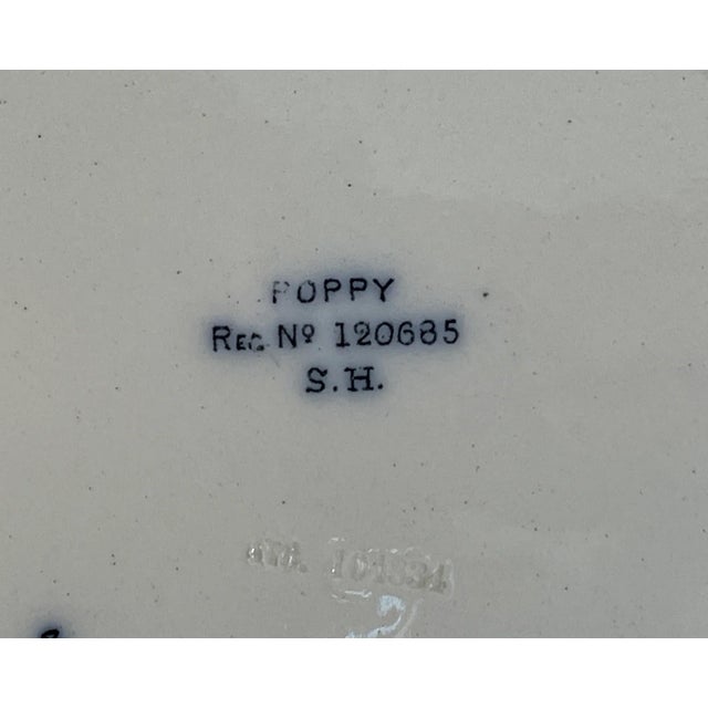 Antique Set of 4 Sampson Hancock Aesthetic Movement Blue Poppy Floral Pattern Luncheon Plates From England - Circa 1885 For Sale - Image 10 of 10