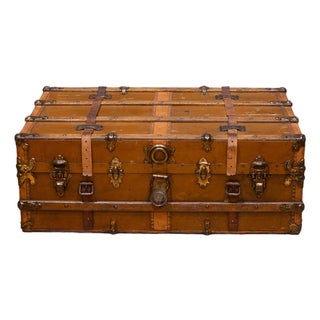 Antique Leather and Wood Cabin Trunk c.1900 For Sale