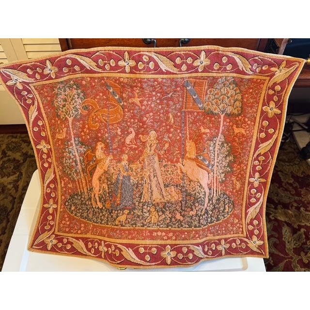 Gothic French Goblus Millefleurs Tapestry — “Lady & Unicorn” Inspired Textile, France For Sale - Image 3 of 16