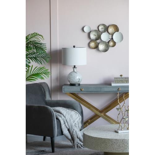 Metal Spherical Marble-Patterned Luxury Table Lamp For Sale - Image 7 of 9