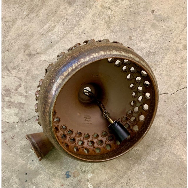 Brown 1970s Stoneware Light Fixture by Aksel Larsen for Axella (Denmark) For Sale - Image 8 of 11