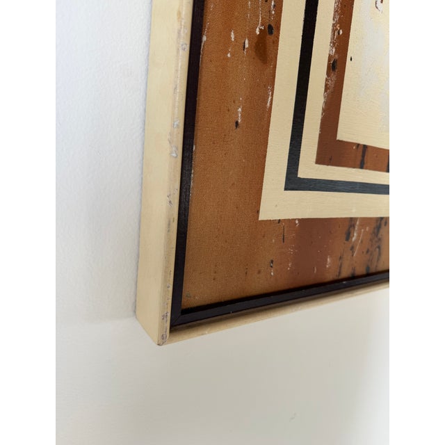 Mid Century Abstract Landscape Forest Scene With Bare Trees Acrylic on Canvas Painting - Framed For Sale - Image 13 of 15
