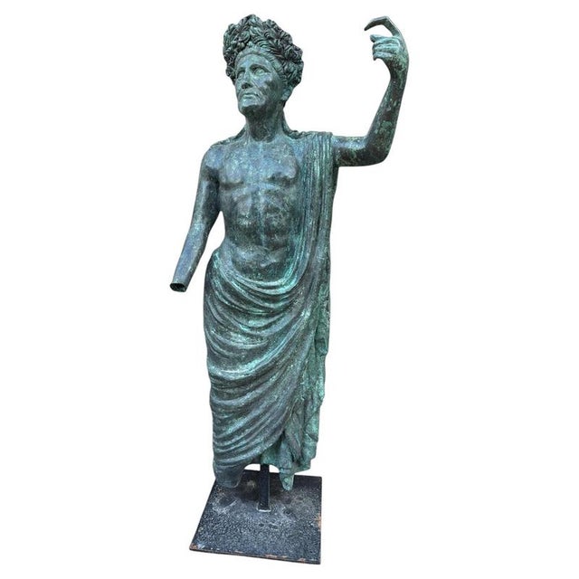 1980s Greco-Roman Style Monumental Bronze Emperor Sculpture, Italy, 1980s For Sale - Image 5 of 5