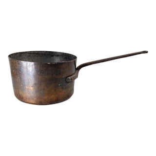 19th Century Copper and Handwrought Steel Kitchen Saucepan For Sale