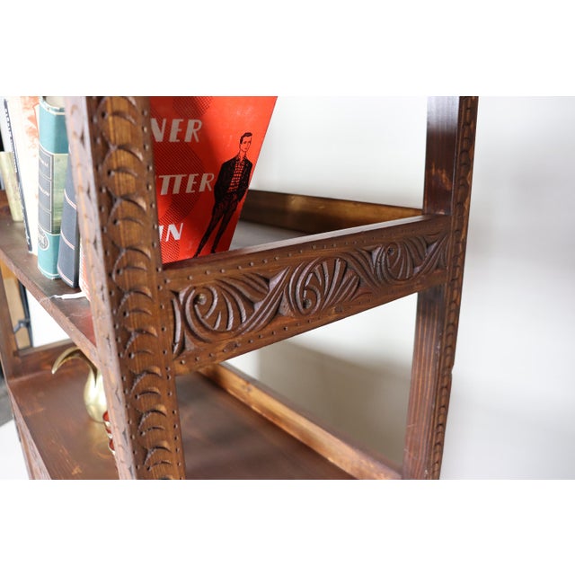 Hand Carved Oriental Wooden Cabinet Bookshelf Shelf, Nuristan, Afghanistan, 1980s For Sale - Image 14 of 15