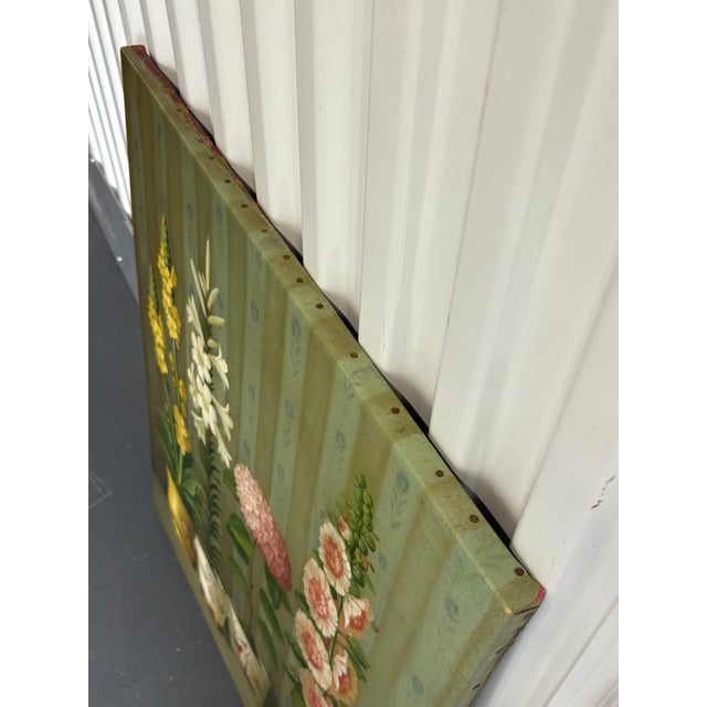 Vintage Floral Topiary Oil Painting on Canvas by Fabrice De Villeneuve For Sale In New York - Image 6 of 11