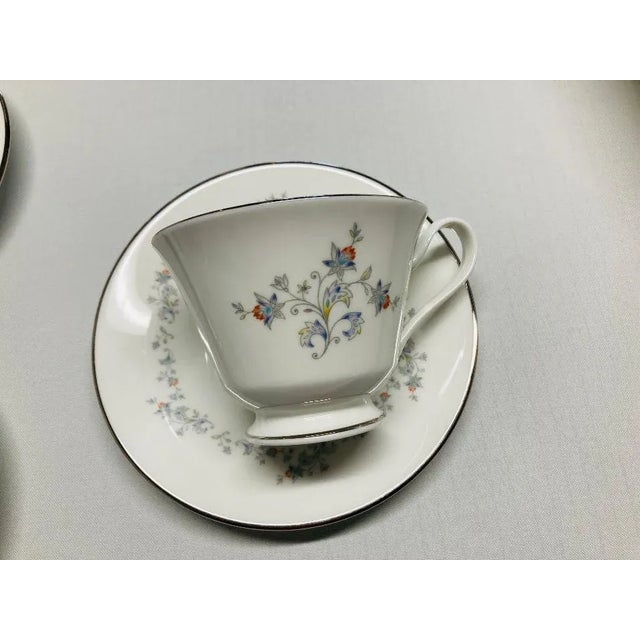 Vintage set of 6 cups & saucers 12 pieces , with floral pattern , makers mark reads" Oxford Bone China Made in USA"...