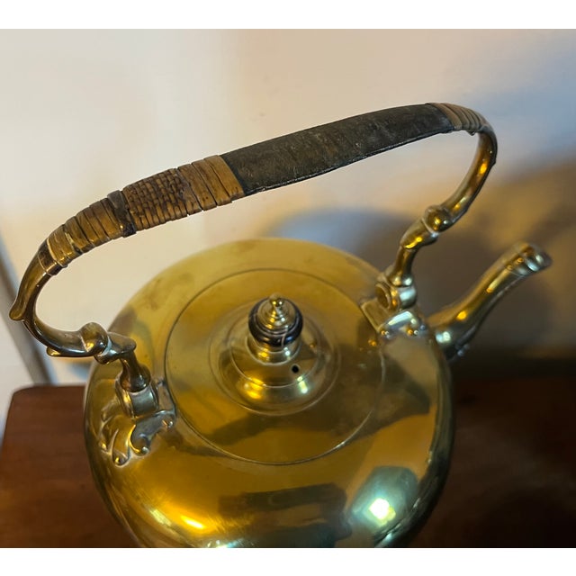 Antique 18th Century English George III Brass Tea Pot Kettle and Stand With Spirit Warming Lamp For Sale - Image 16 of 16