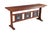 Art Deco Late 20th Century Mission Arts & Crafts Leaded Stained Glass Cherry Console Hall Sofa Table 72" For Sale - Image 3 of 14