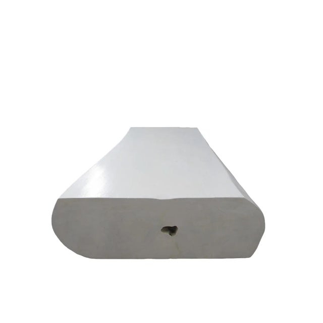 Minimalist White Living Edge Block Coffee Table 17 For Sale - Image 4 of 11