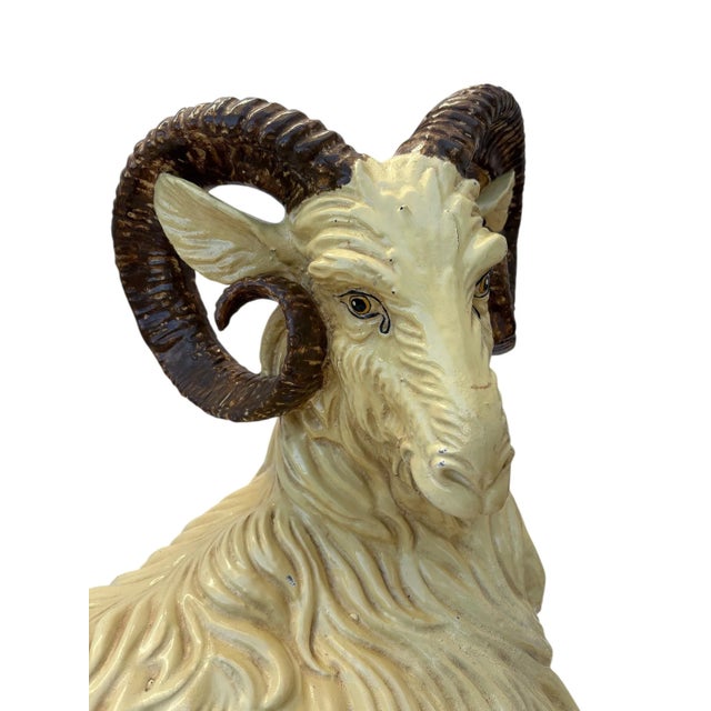Late 20th Century Vintage Mid Century, Hollywood Regency, Neo Classic, Ceramic Sculptural Ram For Sale - Image 5 of 7