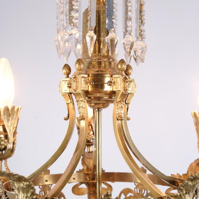 Antique French 5-Arm Chandelier in Crystal and Gilt Bronze, 1890 For Sale - Image 5 of 9
