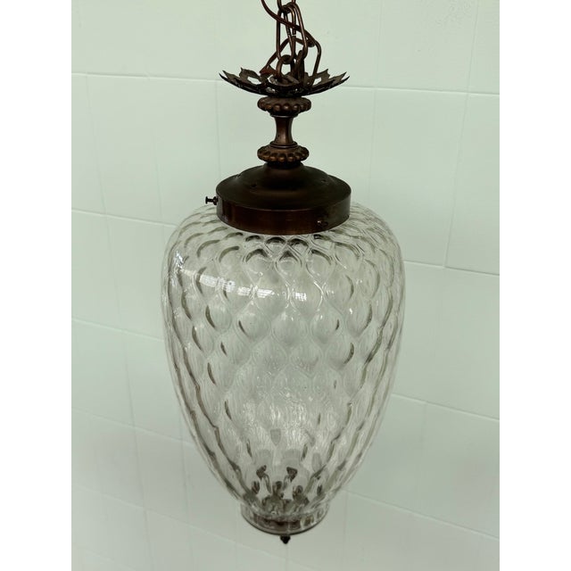 Vintage Glass and Brass Lantern Chandelier, 1960s For Sale - Image 6 of 14