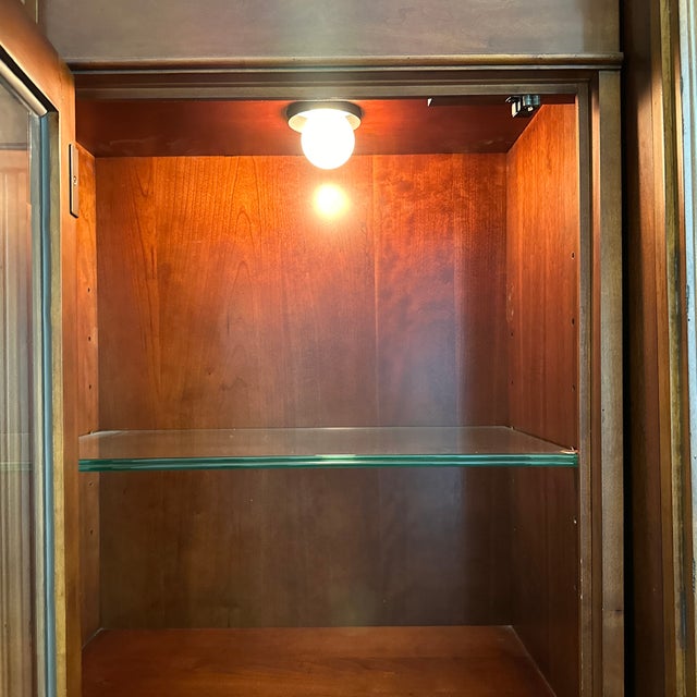 Ethan Allen Ethan Allen Tuscan Media Lift Cabinet With Glass Book Shelf Cabinets For Sale - Image 4 of 12