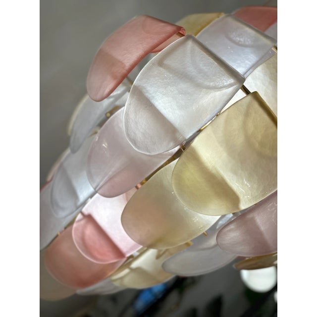 Contemporary Sanded Pink and Amber “Petals” Murano Glass Chandelier by Simoeng For Sale - Image 6 of 8