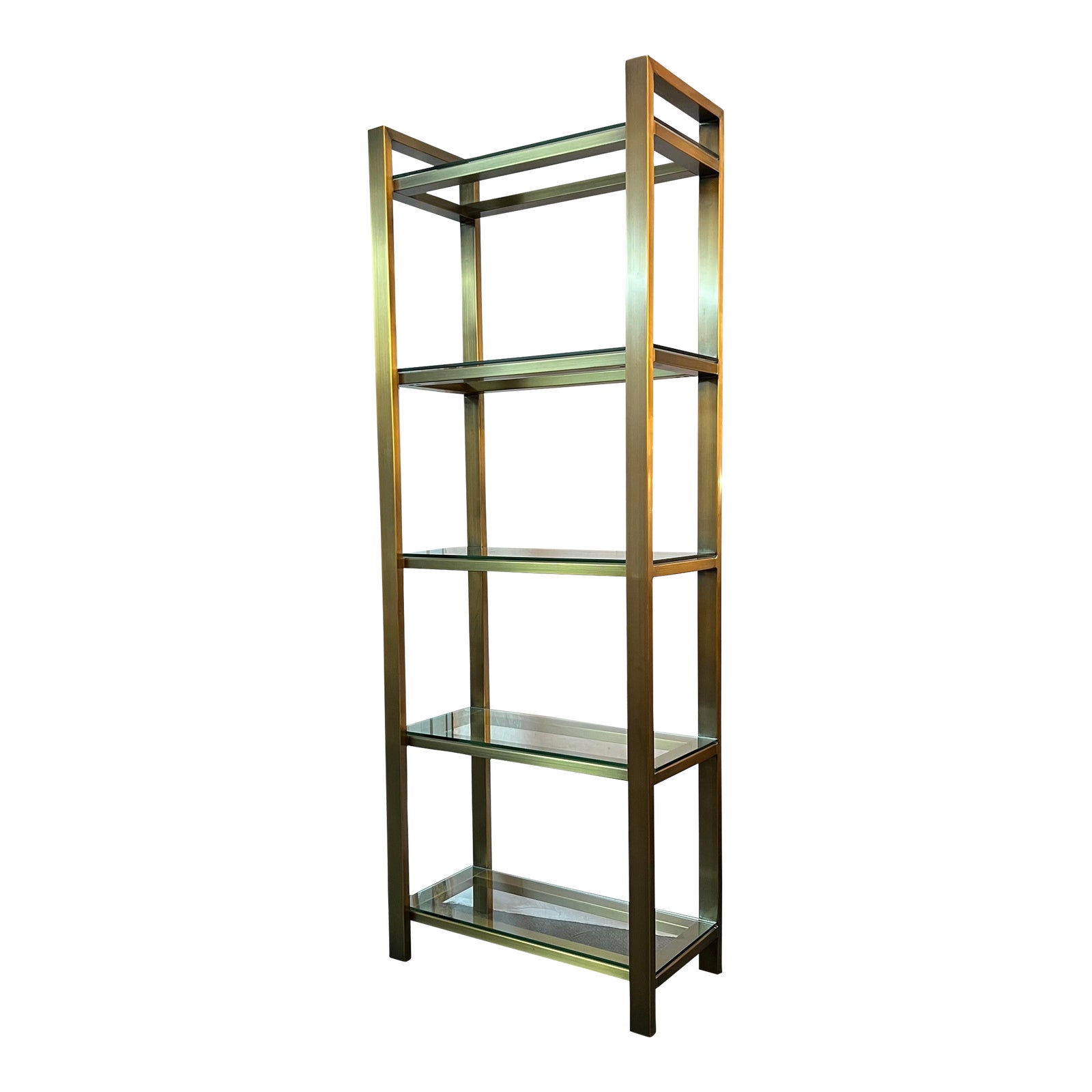 Crate & Barrel Pilsen Brass Bookcase + Glass Shelves Chairish