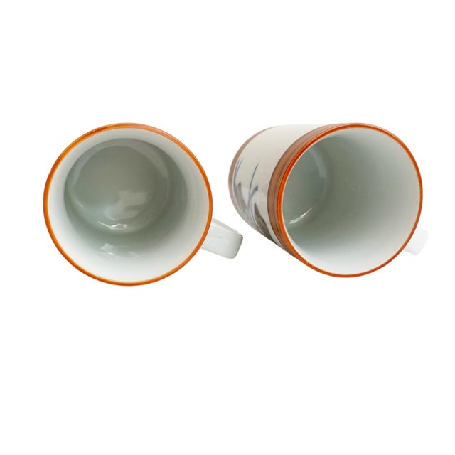 1960s 1960s Holt Howard Stoneware Abstract Blue Flowers Coffee Mugs - a Pair For Sale - Image 5 of 6