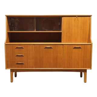 Mid Century Midern Vintage Teak British Tall Credenza Buffet For Sale