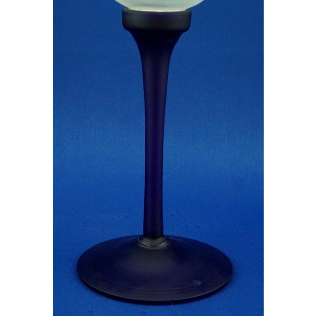 Tulip-Shaped Blue and White Murano Opaline Glass Vase by Alfedo Barbini, Italy, 1950s For Sale - Image 17 of 18