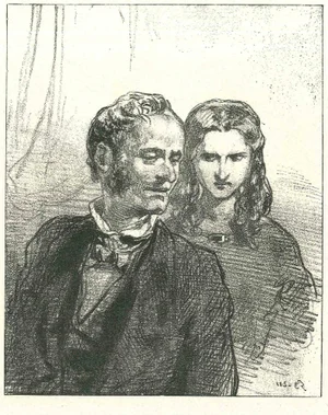 Paul Gavarni, The Couple, Original Lithograph, 1881
