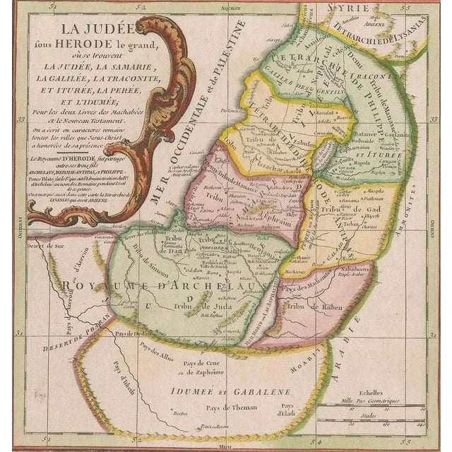 Antique Map Travels of Jesus Christ & Apostles by Seutter, 1743 For Sale - Image 4 of 12