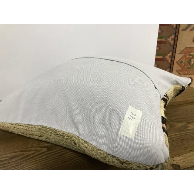 1960s Turkish Beige Stripe Design Handwoven Kilim Pillow Cover For Sale - Image 5 of 6